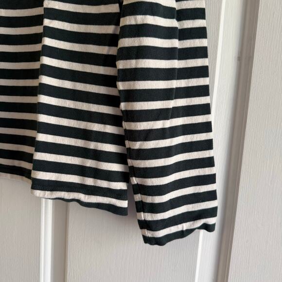 Boden Stripes Green White Button Detail Sweatshirt Size Medium Cotton Relaxed - Picture 3 of 6